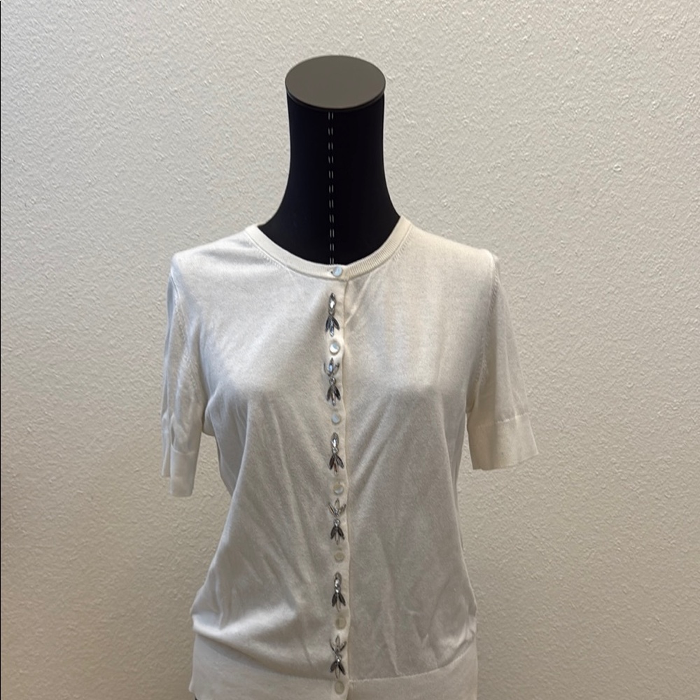 Elegant Cream Button-Up Women's Sweater Top